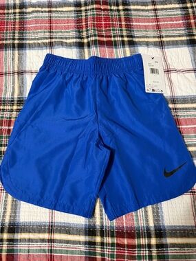 Boys Nike Royal Blue Athletic Shorts with Black Swoosh